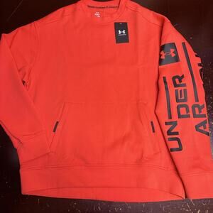Under armour orange, pullover, lightweight, crewneck sweatshirt, large